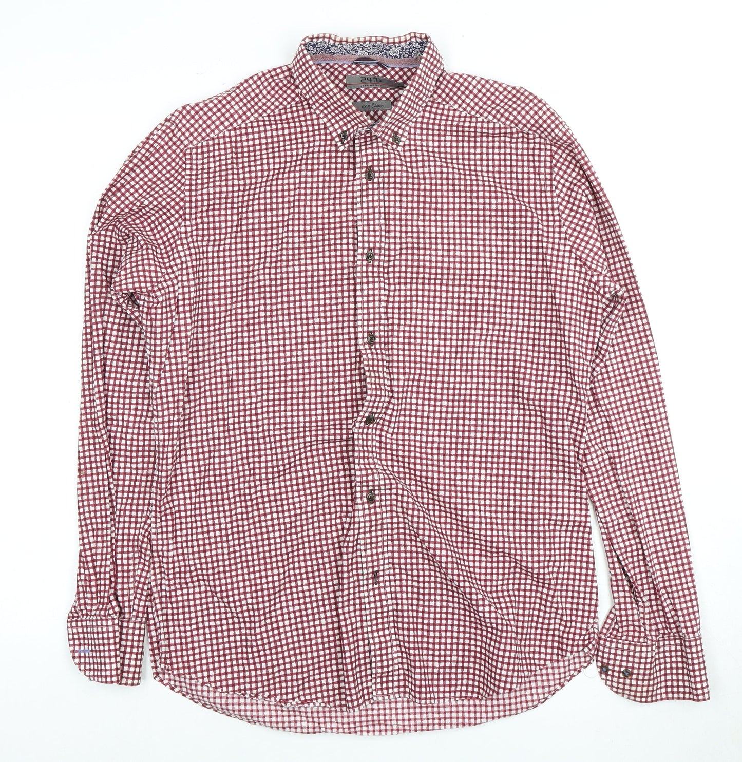 Jeff Banks Men's Red Check Medium Casual Dress Shirt