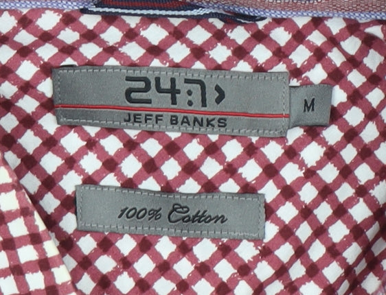 Jeff Banks Men's Red Check Medium Casual Dress Shirt