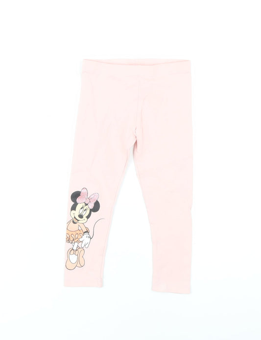 Disney Girls Pink Minnie Mouse Ankle Leggings 2-3 Years