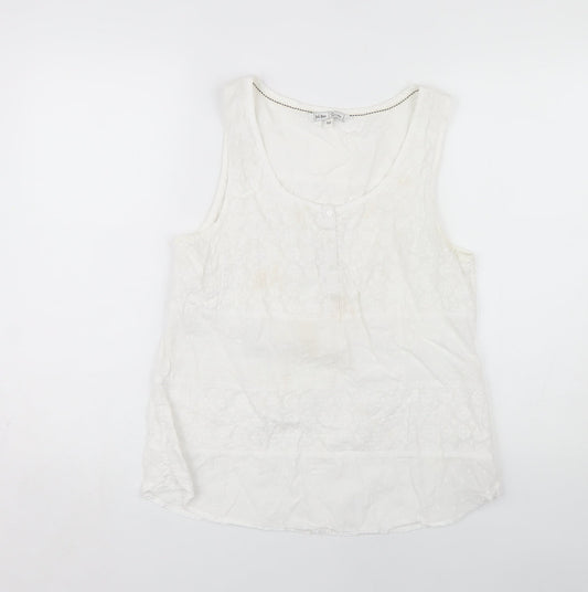 Fat Face Women's White Blouse, Size 12, Cotton Summer Wear