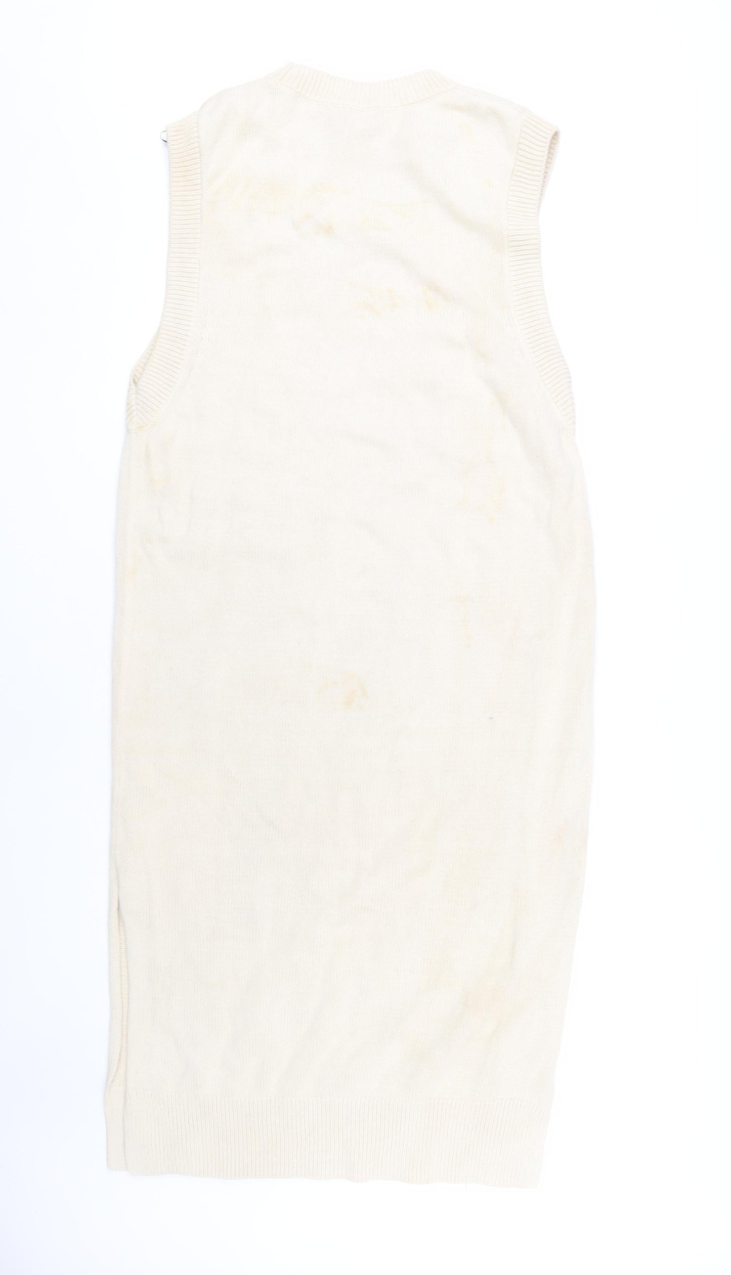 H&M Women's Ivory Shift Dress Size 12 Casual Knit