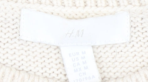 H&M Women's Ivory Shift Dress Size 12 Casual Knit