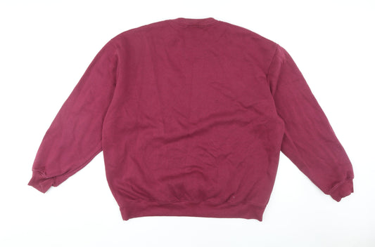 boohooMAN Men's Red Crew Neck Pullover Sweatshirt L