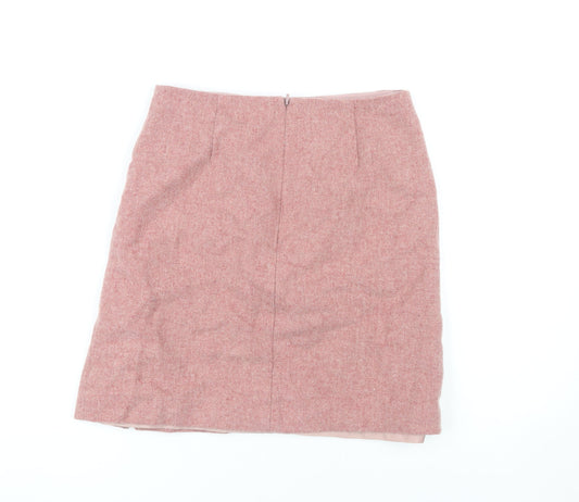 Hobbs Women's Pink Pencil Skirt, Size 8, Button Accent