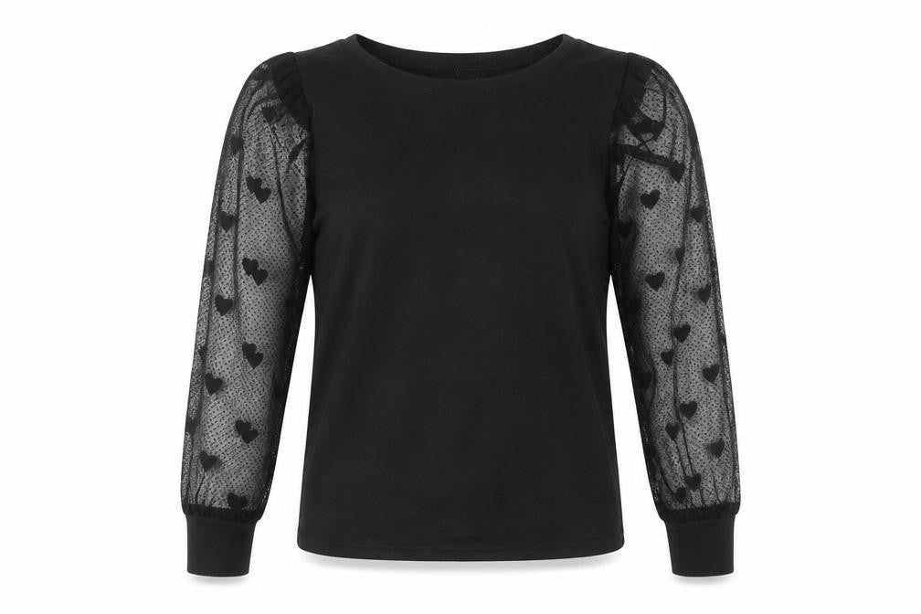 New Look Women's Black Mesh Sleeve T-Shirt Size 14