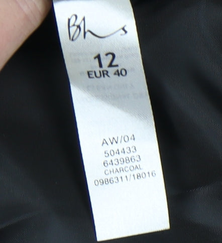 BHS Women's Black Wool Overcoat - Size 12