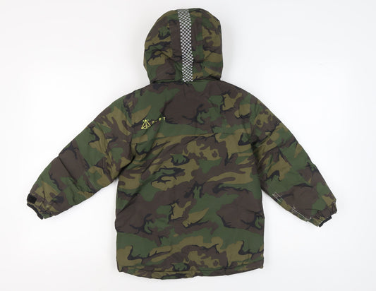 Next Boys Camouflage Puffer Jacket Green 7 Years Winter Hooded