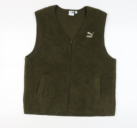 Puma Men’s Green Waistcoat M Casual Zip Fleece