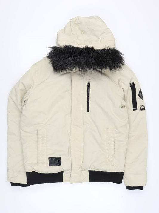 Hollister Men's Beige XL Hooded Puffer Jacket