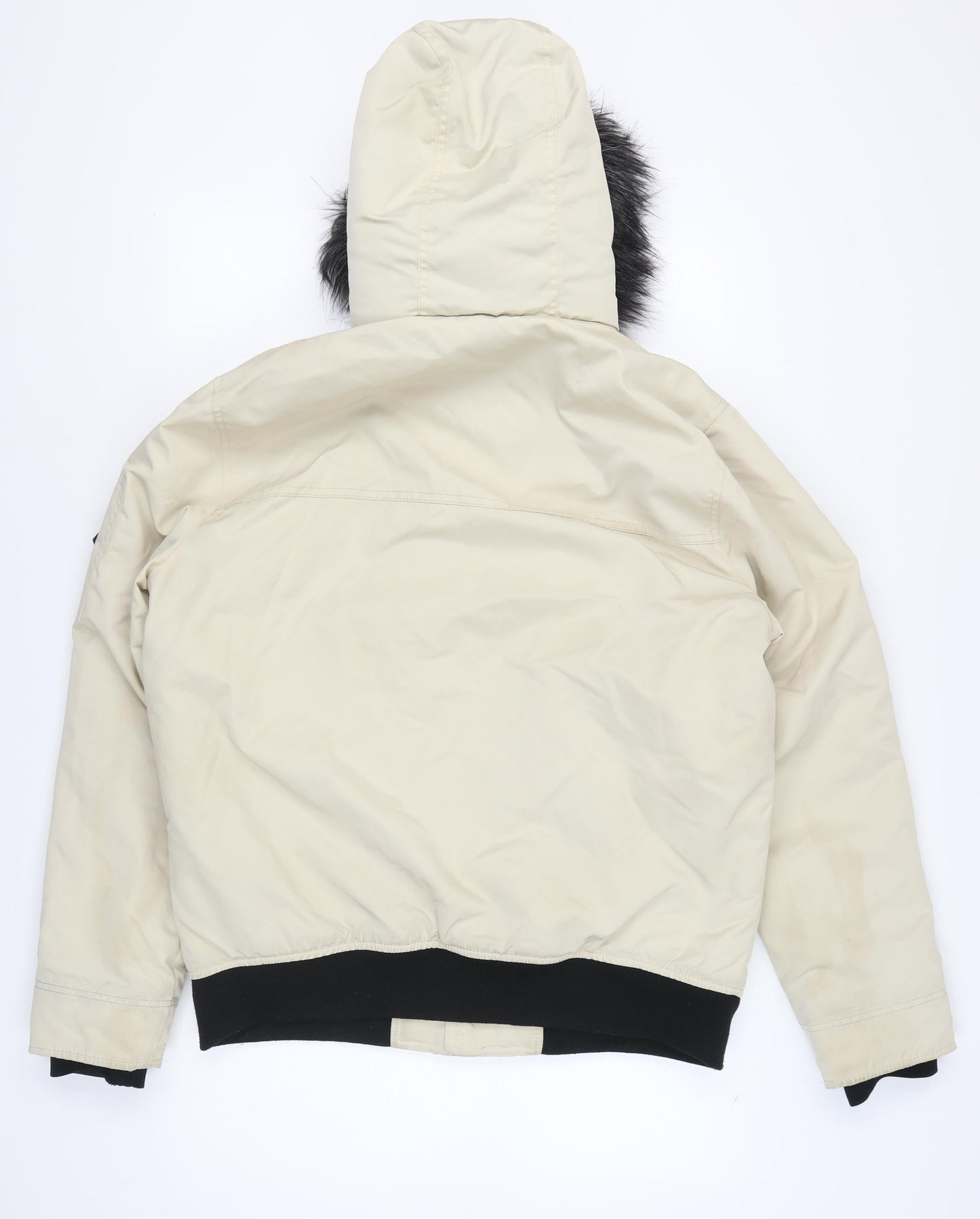 Hollister Men's Beige XL Hooded Puffer Jacket