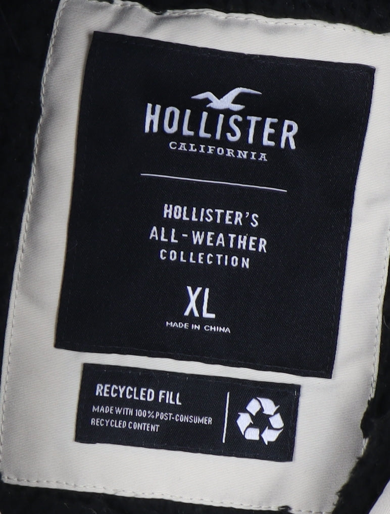 Hollister Men's Beige XL Hooded Puffer Jacket