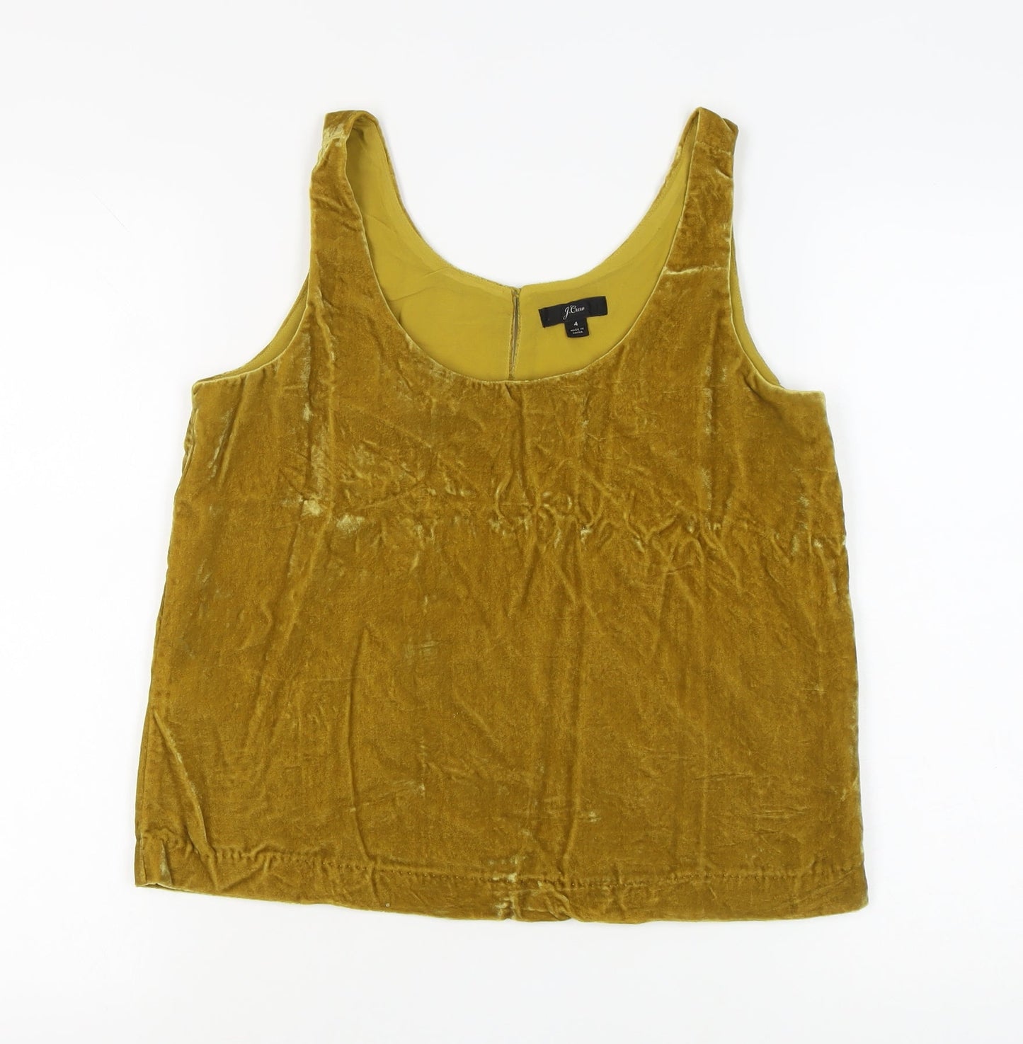J.Crew Women's Gold Velvet Tank, Size 4, Scoop Neck