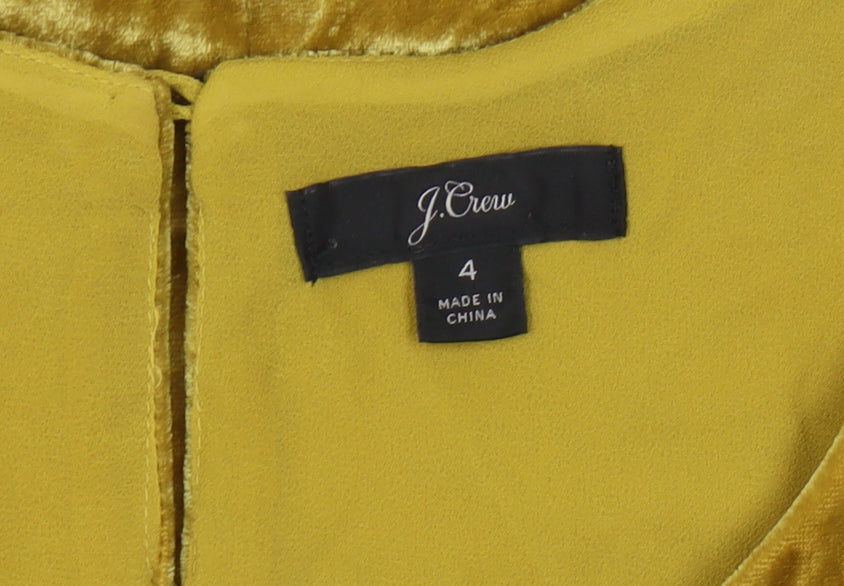 J.Crew Women's Gold Velvet Tank, Size 4, Scoop Neck