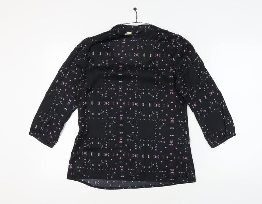 DKNY JEANS Women's Black Geometric Blouse, Size S