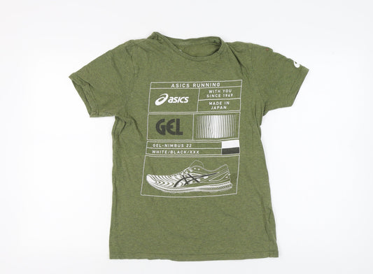 ASICS Men's Green Graphic Print T-Shirt - Size S