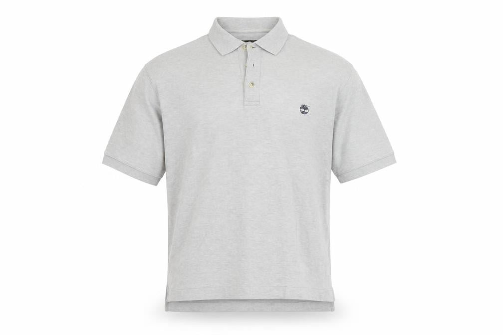 Timberland Men's Grey Polo Shirt L Solid Cotton