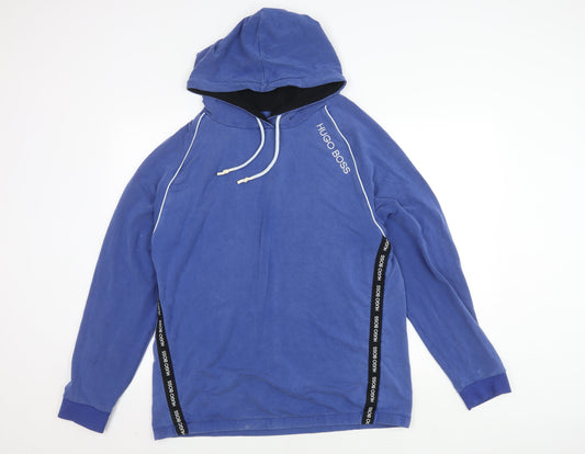 Hugo Boss Men's XL Blue Pullover Hoodie, Logo Accents