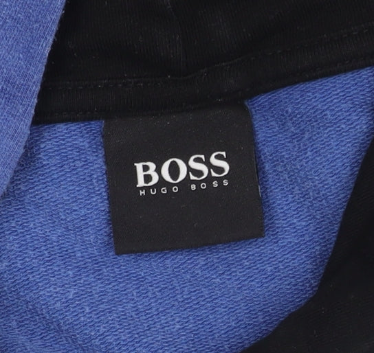 Hugo Boss Men's XL Blue Pullover Hoodie, Logo Accents