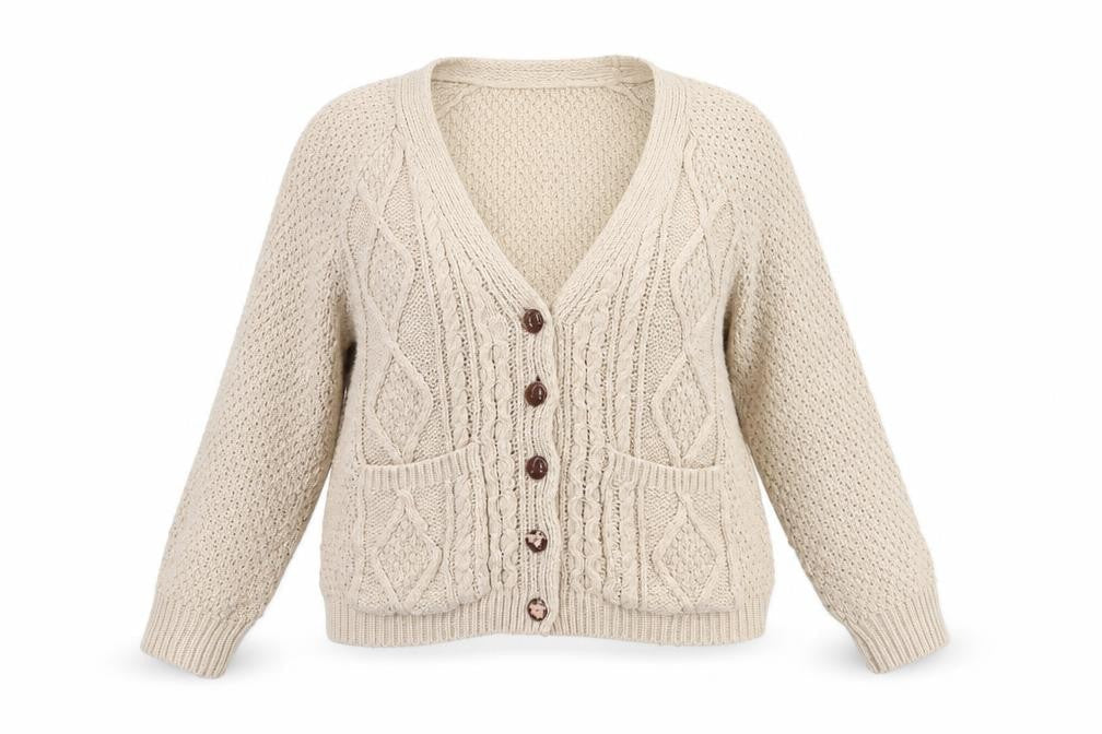 Neal Sperling Women's Beige Cardigan V-Neck Small