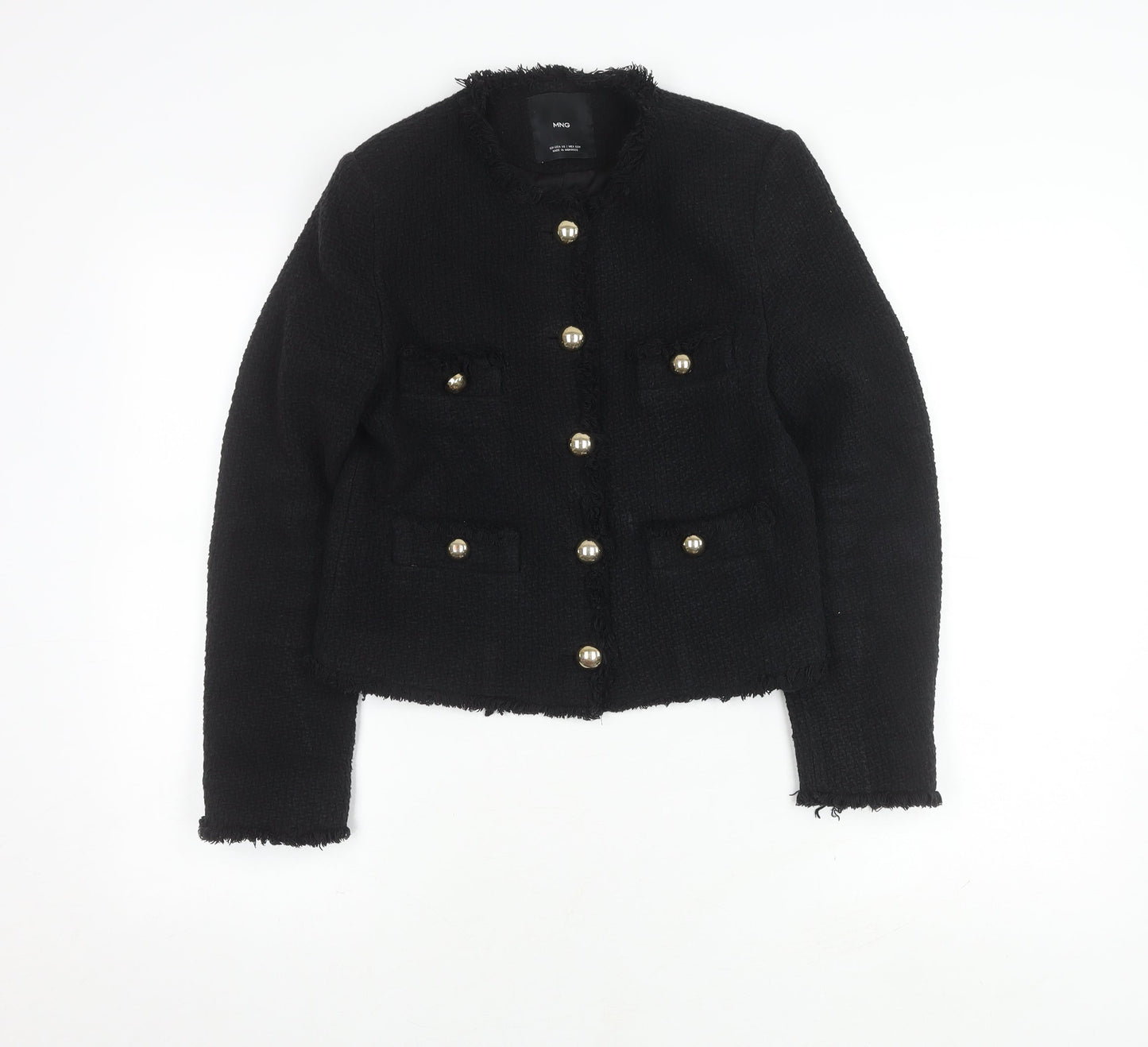 MNG Women's Black Bouclé Cropped Blazer Size 10
