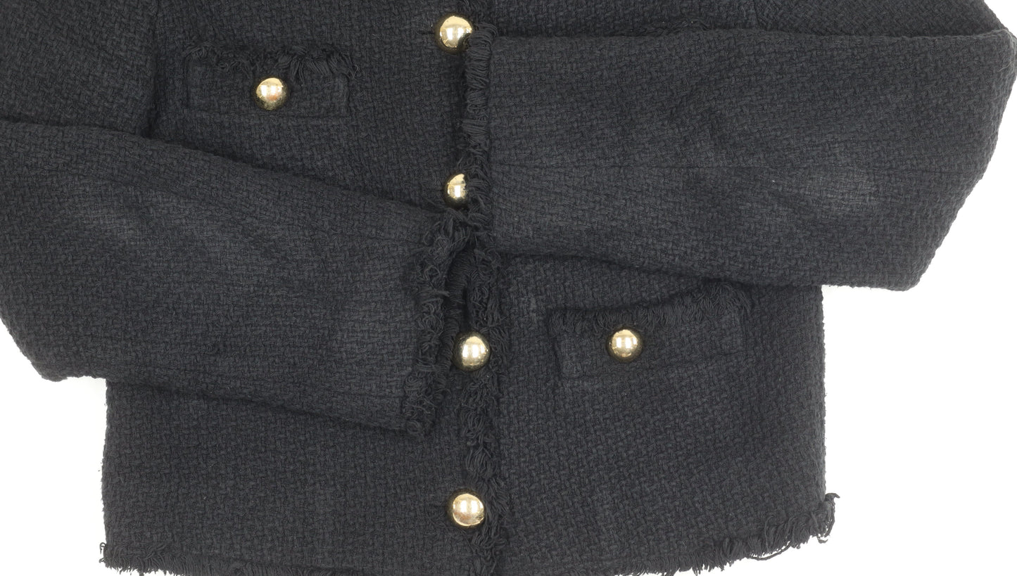 MNG Women's Black Bouclé Cropped Blazer Size 10