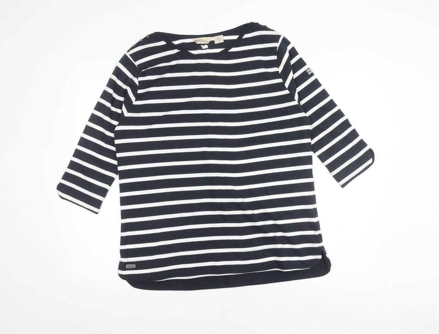 Regatta Women's Black Striped T-Shirt, Size 18