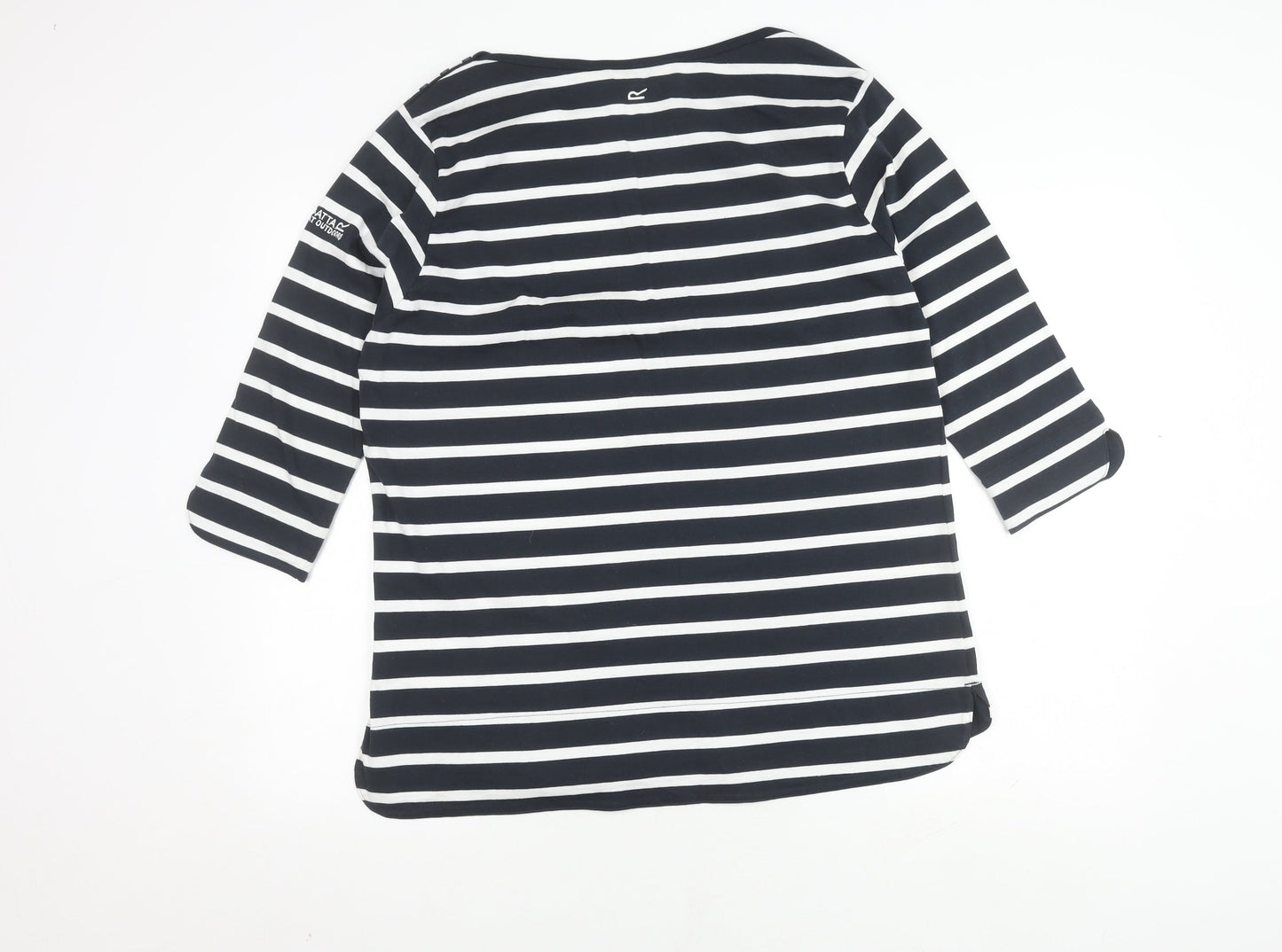 Regatta Women's Black Striped T-Shirt, Size 18