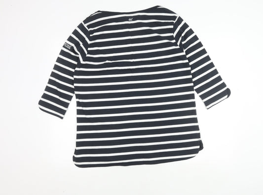 Regatta Women's Black Striped T-Shirt, Size 18