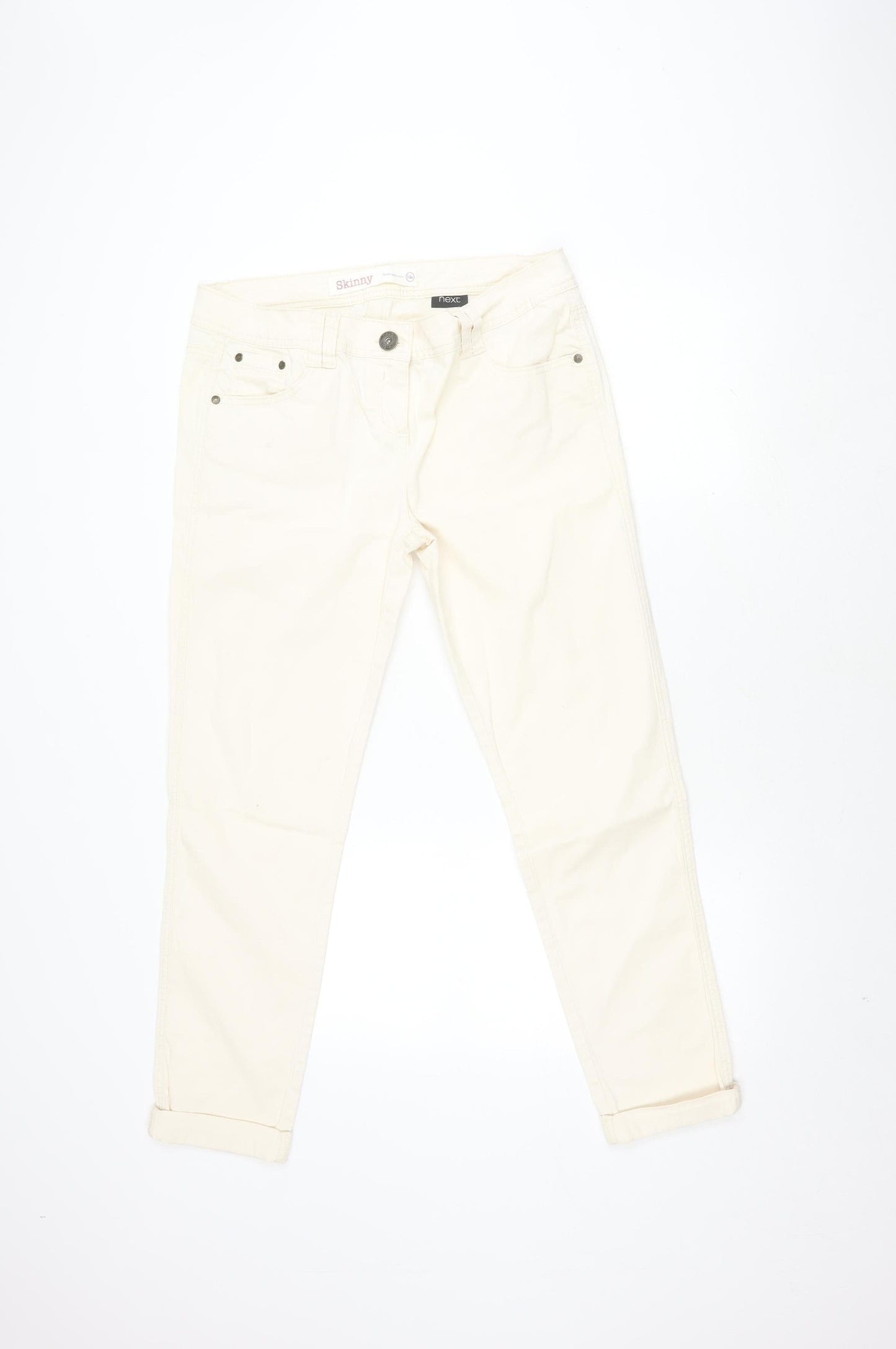 Next Women's Ivory Skinny Trousers Size 14