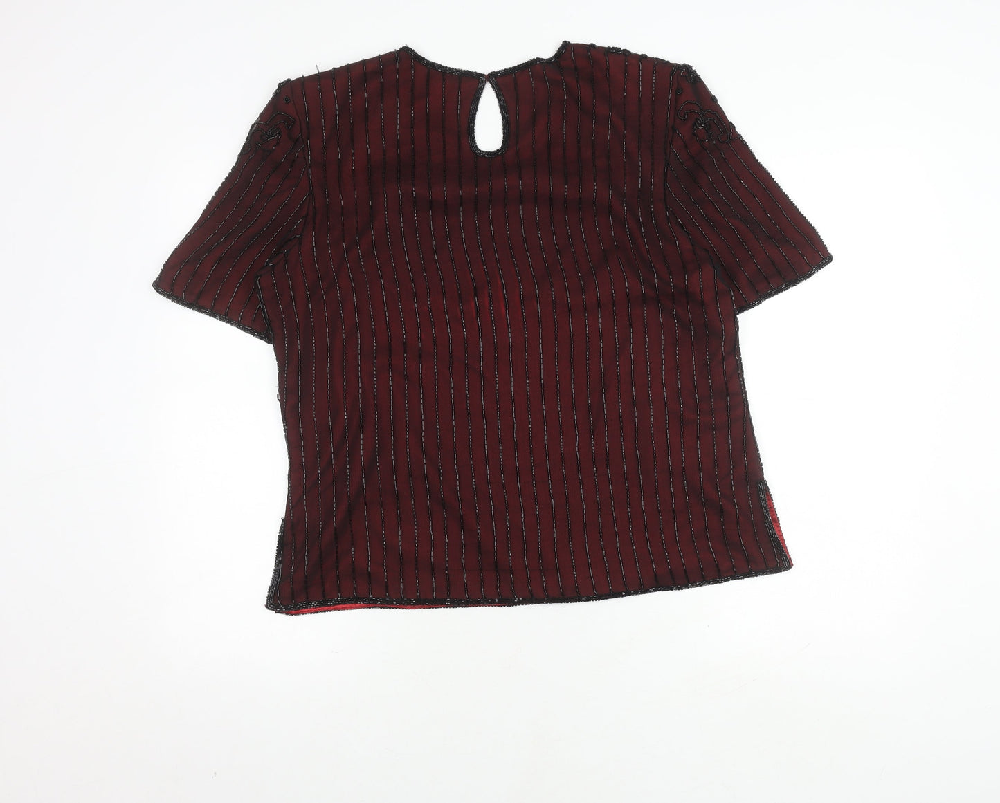 House of Fraser Women's Red Silk Beaded Blouse, L
