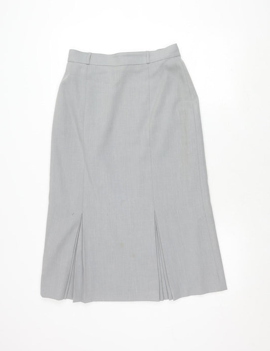 St Michael Women's Grey Pleated Knee Length Skirt Size 14