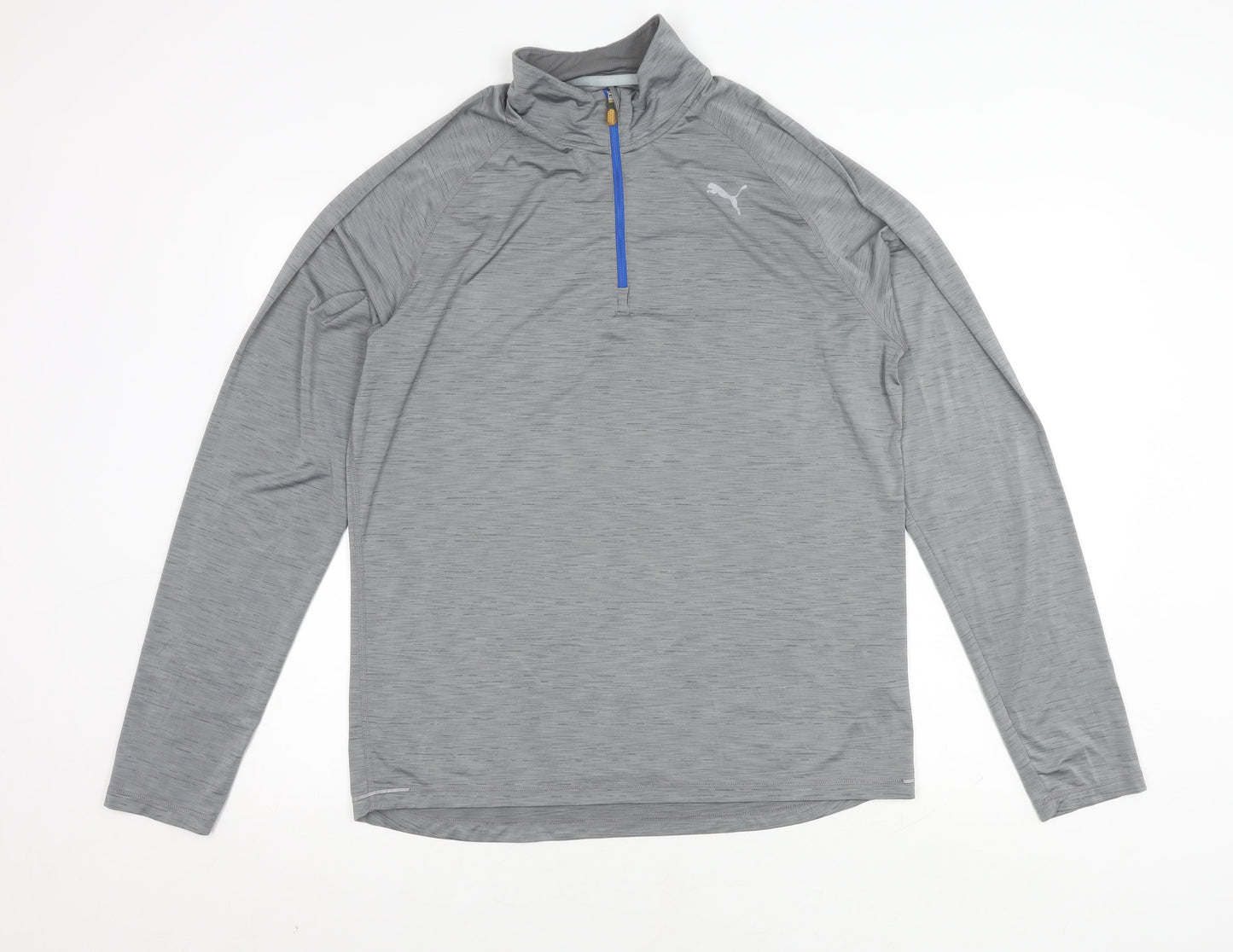 Puma Men's Grey Long Sleeve Pullover, Size L, 1/4 Zip