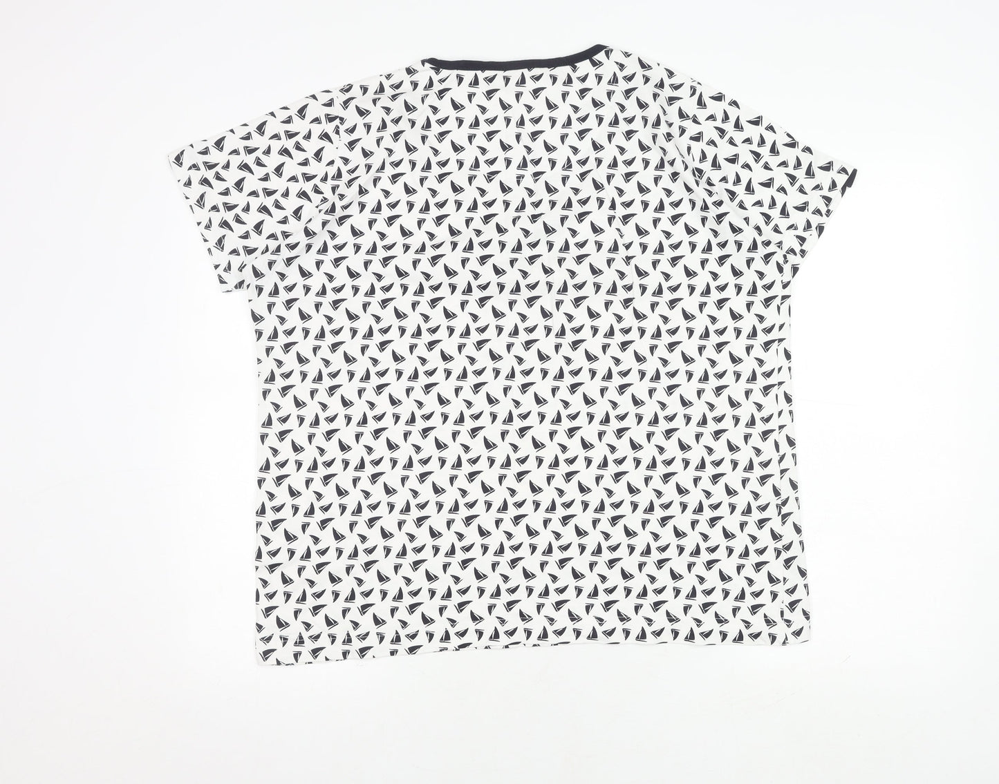 EWM Nautical White T-Shirt, L, Unisex, Button Accent