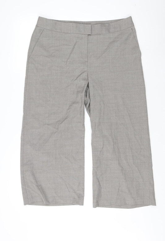 Laura Ashley Women's Grey Wool Trousers, Size 14, Elegant Wide-Leg