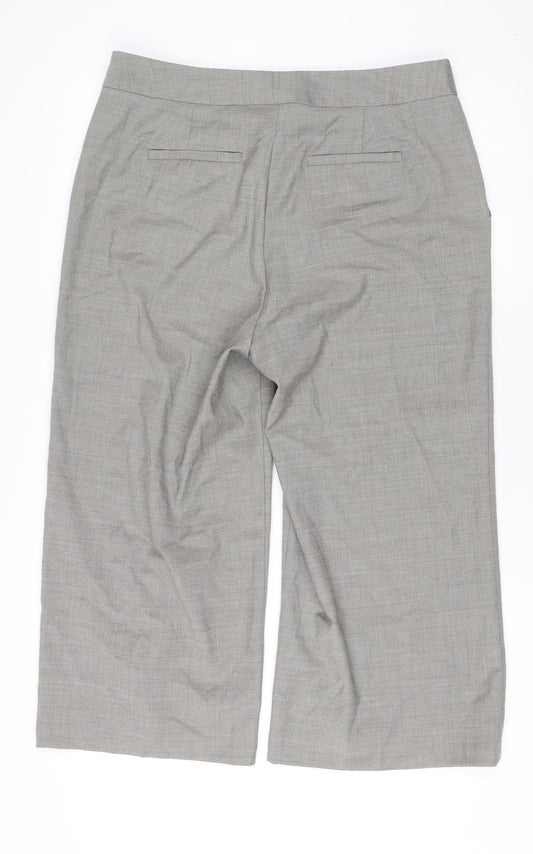Laura Ashley Women's Grey Wool Trousers, Size 14, Elegant Wide-Leg