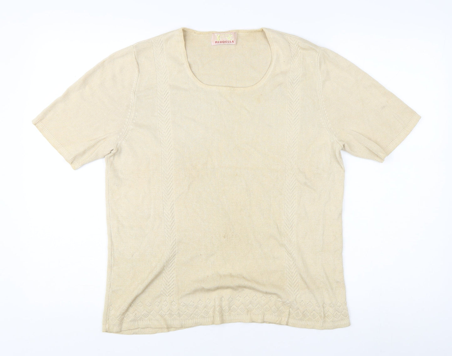 Riddella Beige Women's Short Sleeve Knit Top