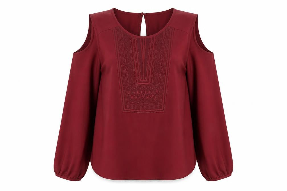 Marks and Spencer Women's Red Embroidered Blouse Size 12