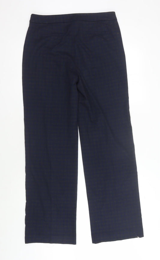 Marks and Spencer Women's Blue Check Trousers - Size 10