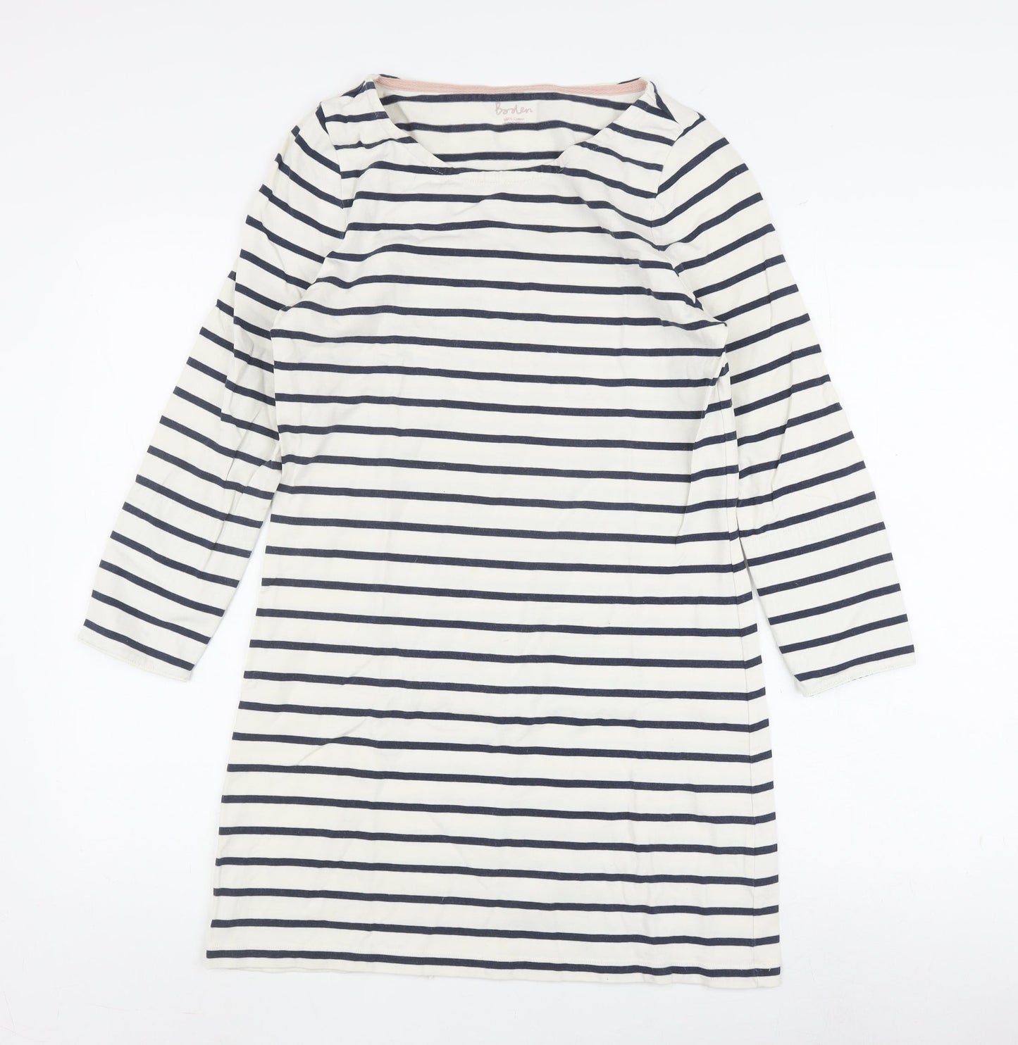 Boden Women's White Striped Shift Dress Size 8