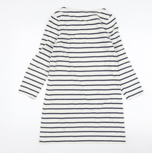 Boden Women's White Striped Shift Dress Size 8