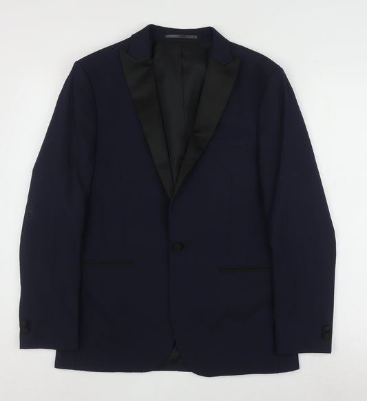 Moss London Blue Men's Slim Fit Tuxedo Jacket 38 Short