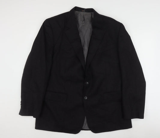 DAKS Men's Black Wool Blazer, Size 42R, Formal Single-Breasted