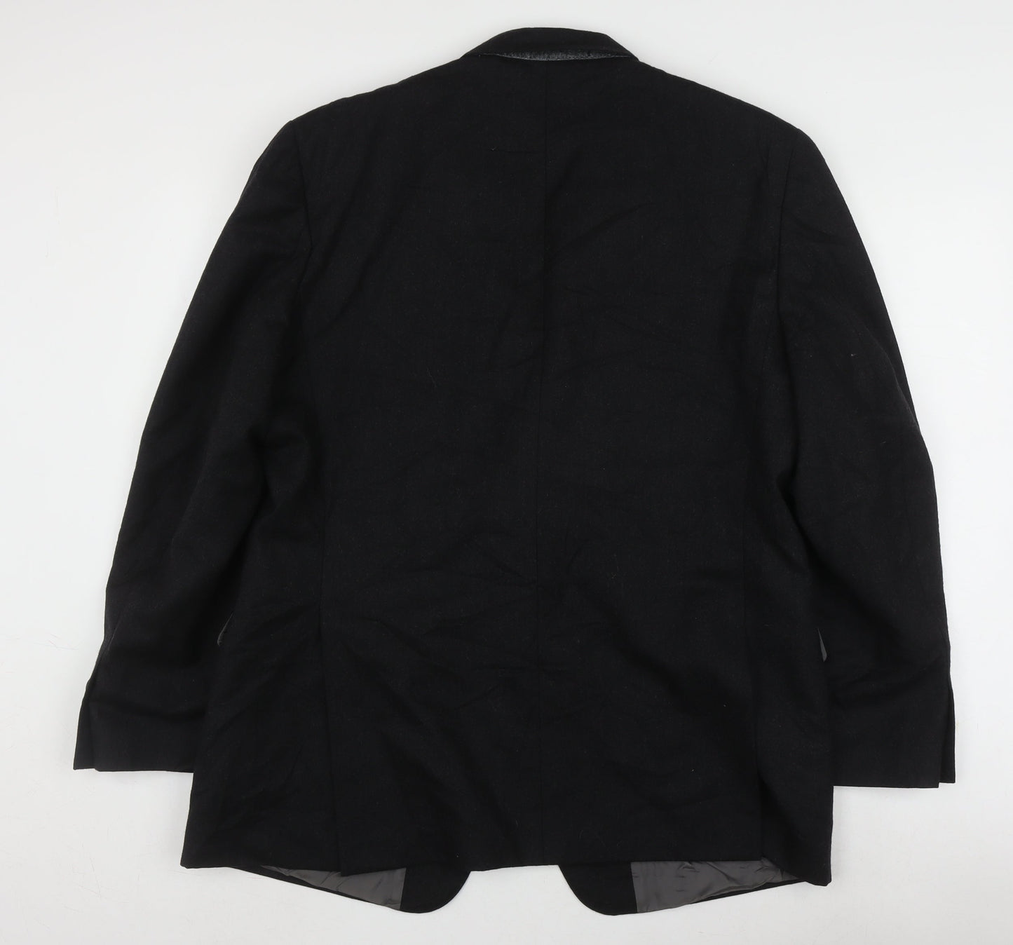 DAKS Men's Black Wool Blazer, Size 42R, Formal Single-Breasted