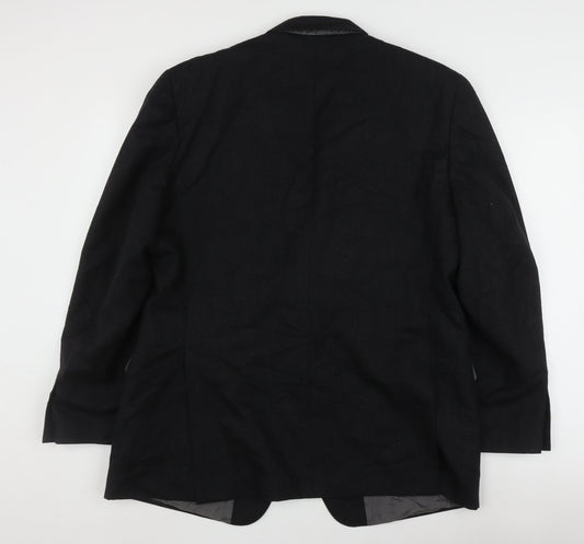 DAKS Men's Black Wool Blazer, Size 42R, Formal Single-Breasted