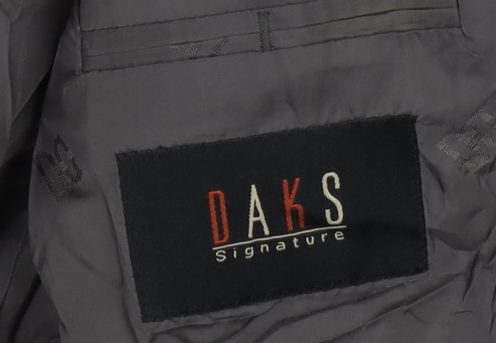 DAKS Men's Black Wool Blazer, Size 42R, Formal Single-Breasted