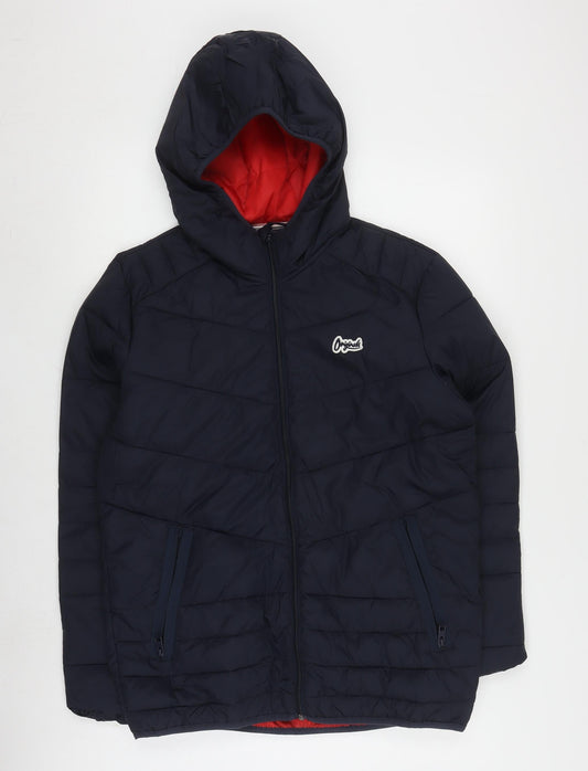 Jack & Jones Men's Blue Hooded Puffer Jacket, S