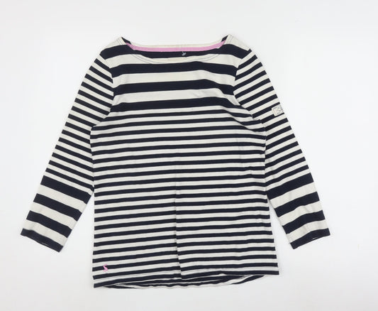 Joules Womens Striped Boat Neck Top UK10 Blue White