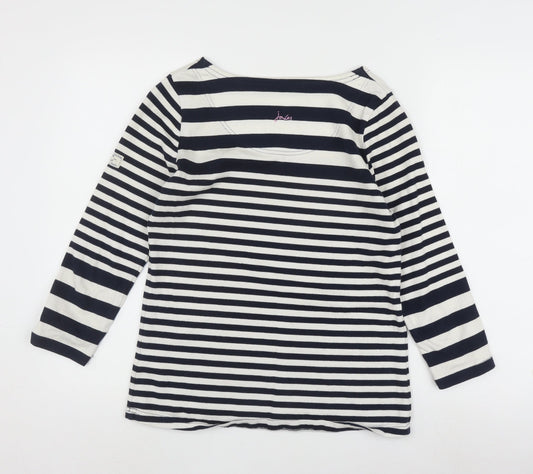 Joules Womens Striped Boat Neck Top UK10 Blue White