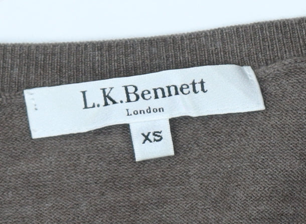 L.K. Bennett Women's Brown V-Neck Pullover Jumper XS