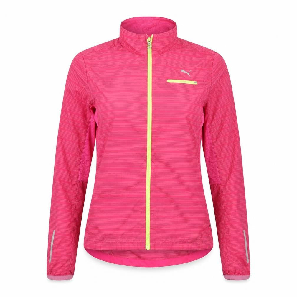 Front view of Puma Women's Pink Track Jacket, size 10, Ventilated